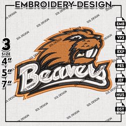 Oregon State Beavers embroidery Designs, Ncaa Oregon State Beavers machine embroidery, Ncaa Logo, NCAA embroidery