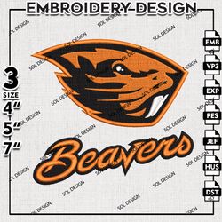 Ncaa Oregon State Beavers embroidery Designs, Oregon State Beavers machine embroidery, Ncaa Logo, NCAA embroidery