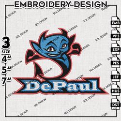 Ncaa DePaul Blue Demons embroidery Designs , DePaul Blue Demons machine embroidery, Ncaa Logo Files, NCAA embroidery