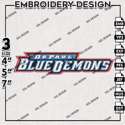 DePaul Blue Demons embroidery Designs , Ncaa DePaul Blue Demons machine embroidery, Ncaa Logo, NCAA embroidery Files