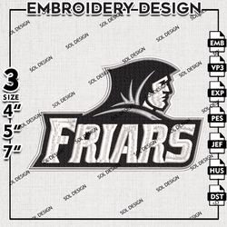 Providence Friars embroidery Designs Files, Ncaa Providence Friars machine embroidery, Ncaa Friars, NCAA Logo embroidery