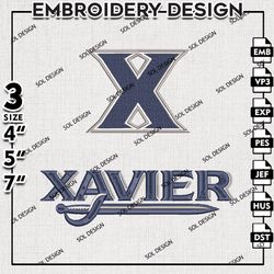 Xavier Musketeers embroidery design, Xavier Musketeers embroidery, Ncaa Musketeers, Sport embroidery, NCAA embroidery