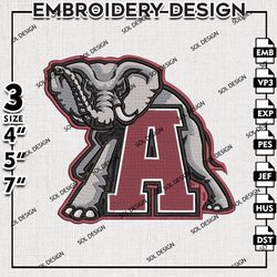 Alabama Crimson Tide embroidery designs, Alabama Crimson Tide embroidery, Ncaa Tide embroidery, NCAA embroidery