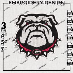 Georgia Bulldogs embroidery designs, Georgia Bulldogs embroidery files, Ncaa Bulldogs embroidery, NCAA embroidery