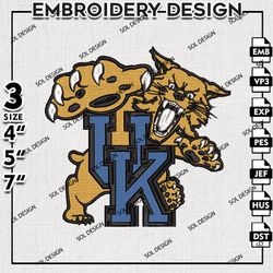 Kentucky Wildcats embroidery designs, Kentucky Wildcats embroidery files, Ncaa Kentucky embroidery, NCAA embroidery