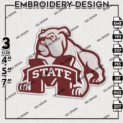 Mississippi State Bulldogs embroidery design files, Mississippi State embroidery, Ncaa Bulldogs embroidery