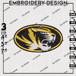 Missouri Tigers embroidery design, Missouri Tigers embroidery files, Ncaa Missouri Tigers embroidery, Ncaa Embroidery