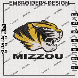Missouri Tigers embroidery design, Missouri Tigers embroidery, Ncaa Missouri Tigers embroidery files, Ncaa Embroidery