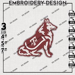 texas a&m aggies embroidery design, texas a&m aggies embroidery, ncaa aggies embroidery files, ncaa embroidery