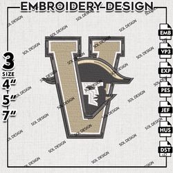 Vanderbilt Commodores embroidery design, Vanderbilt Commodores embroidery, Ncaa embroidery files, Ncaa Embroidery
