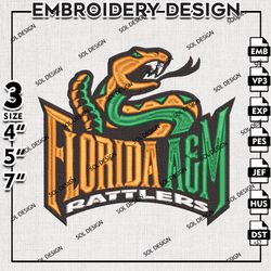 Florida A&M Rattlers Embroidery Design, FAMU Rattlers Logo Design, Florida A&M Rattlers machine Embroidery Design Files