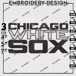 Chicago White Sox Embroidery Design, MLB Chicago White Sox Design files, MLB Logo Embroidery, machine Embroidery Design