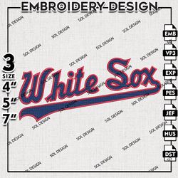 MLB Chicago White Sox Embroidery Design, MLB Embroidery Files, MLB Chicago White Sox Logo Embroidery, Machine Embroidery