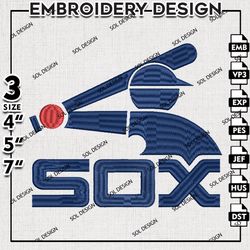 MLB Chicago White Sox Embroidery Design, MLB Logo Embroidery Files, MLB Chicago White Sox Embroidery, Machine Embroidery