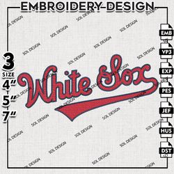 MLB Chicago White Sox Embroidery Design Files, MLB Logo Embroidery, MLB Chicago White Sox Embroidery, Machine Embroidery