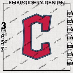 Cleveland Guardians Embroidery Design Files, MLB Logo Embroidery, MLB Cleveland Guardians Embroidery, Machine Embroidery