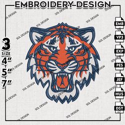 MLB Detroit Tigers Logo Embroidery Design, MLB Embroidery, MLB Detroit Tigers Embroidery, Machine Embroidery Files