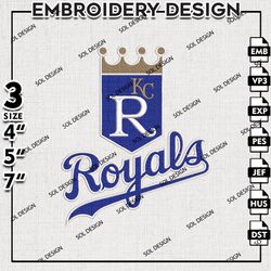 MLB Kansas City Royals Logo Embroidery Design, MLB Embroidery, MLB Kansas City Royals Embroidery, Machine Embroidery