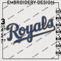 MLB Kansas City Royals Embroidery Design, MLB Embroidery, MLB Kansas City Royals Machine Embroidery, Machine Embroidery