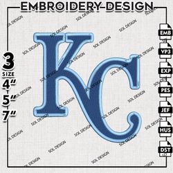MLB Kansas City Royals Embroidery Design, MLB Embroidery Files, MLB Kansas City Royals Embroidery, Machine Embroidery