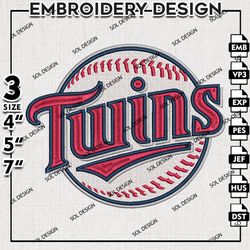 MLB Minnesota Twins Embroidery Design, MLB Embroidery, MLB Minnesota Twins Embroidery Files, Machine Embroidery
