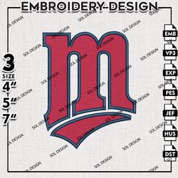 MLB Minnesota Twins Logo Embroidery Design, MLB Embroidery, MLB Minnesota Twins Embroidery, Machine Embroidery Files