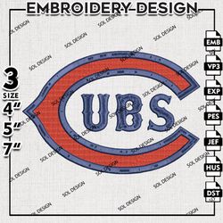 MLB Chicago Cubs Embroidery Design, MLB Logo Embroidery, MLB Chicago Cubs Embroidery, Machine Embroidery Files