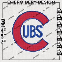 MLB Chicago Cubs Embroidery Design, MLB Embroidery, MLB Chicago Cubs Logo Embroidery, Machine Embroidery Files