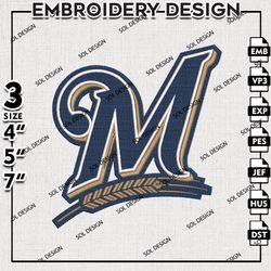 MLB Milwaukee Brewers Embroidery Design, MLB Embroidery, MLB Milwaukee Brewers Embroidery, Machine Embroidery Design