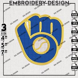 MLB Milwaukee Brewers Embroidery Design, MLB Embroidery Files, MLB Milwaukee Brewers Embroidery, Embroidery Design