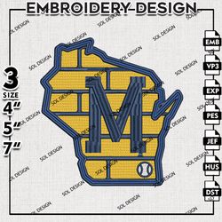 MLB Milwaukee Brewers Embroidery Design, MLB Embroidery, MLB Milwaukee Brewers Machine Embroidery, Embroidery Design