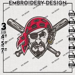 MLB Pittsburgh Pirates Embroidery Design, MLB Embroidery files, Pittsburgh Pirates Machine Embroidery, Embroidery Design