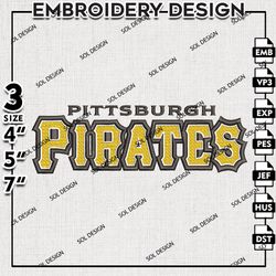Pittsburgh Pirates Logo Embroidery Design, Pittsburgh Pirates Baseball Embroidery files, MLB Teams, Digital Download