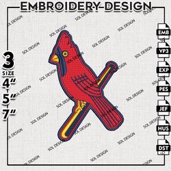 St. Louis Cardinals Mascot Logo Embroidery Design, MLB Embroidery, MLB St. Louis Cardinals Machine Embroidery Design