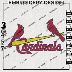 MLB St. Louis Cardinals Word Mascot Embroidery Design, MLB Embroidery, MLB St. Louis Cardinals Machine Embroidery Design
