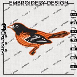 Baltimore Orioles Mascot Logo Embroidery File, MLB Embroidery, MLB Baltimore Orioles Machine Embroidery Design