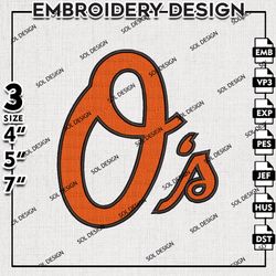 Baltimore Orioles O Word Logo Embroidery File, MLB Embroidery, MLB Baltimore Orioles Machine Embroidery Design