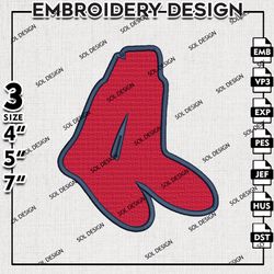 MLB Boston Red Sox Team Logo Embroidery File, MLB Embroidery, MLB Boston Red Sox Machine Embroidery Design