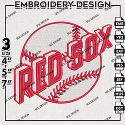 Boston Red Sox Writing Logo Embroidery File, MLB Embroidery, MLB Boston Red Sox Machine Embroidery Design