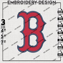 Boston Red Sox B Word Logo Embroidery File, MLB Embroidery, MLB Boston Red Sox Machine Embroidery Design