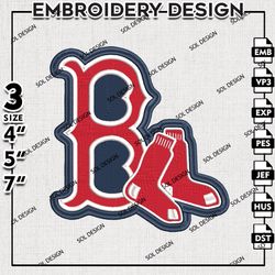 Boston Red Sox B Word Mascot Logo Embroidery File, MLB Embroidery, MLB Boston Red Sox Machine Embroidery Design