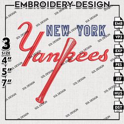 New York Yankees Writing Logo Embroidery File, MLB Embroidery, MLB New York Yankees Machine Embroidery Design