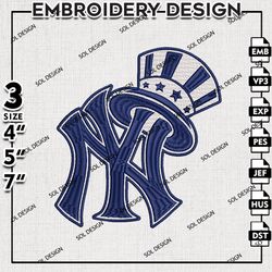 mlb new york yankees ny hat logo embroidery file, mlb embroidery, mlb new york yankees machine embroidery design