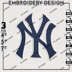 MLB New York Yankees NY Word Logo Embroidery File, MLB Embroidery, MLB New York Yankees Machine Embroidery Design