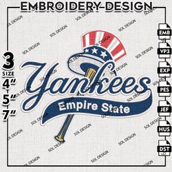 MLB New York Yankees Team Logo Embroidery File, MLB Embroidery, MLB New York Yankees Machine Embroidery Design