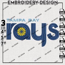MLB Tampa Bay Rays Machine Embroidery Design, MLB Embroidery, MLB Tampa Bay Rays Embroidery, Machine Embroidery Design