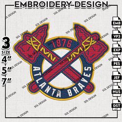MLB Atlanta Braves Embroidery Design, MLB Logo Embroidery, Atlanta Braves Embroidery, Machine Embroidery Design