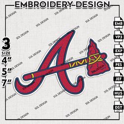 MLB Atlanta Braves Machine Embroidery Design, MLB Embroidery, Atlanta Braves Embroidery, Machine Embroidery Design