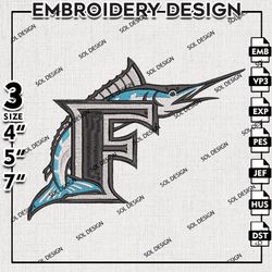 MLB Miami Marlins Embroidery Design Files, MLB Embroidery, Miami Marlins Machine Embroidery, Machine Embroidery Design