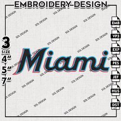MLB Miami Marlins Embroidery Design, MLB Logo Embroidery, Miami Marlins Machine Embroidery, Instant Download